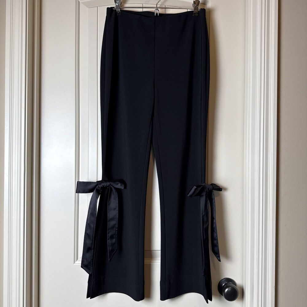 Joseph Ribkoff Dressy Crop Pants With Bow Detail‎ Black Sz 4 Holiday Designer